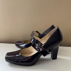 Franco Sarto Leather Mary Jane Pumps Burgundy